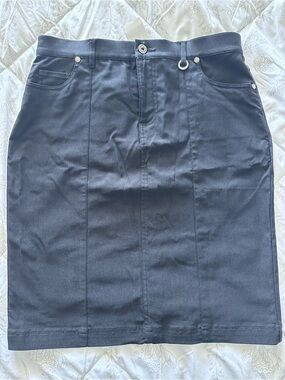 Simon Chang Black Pencil Skirt with Ring Detail NWT
